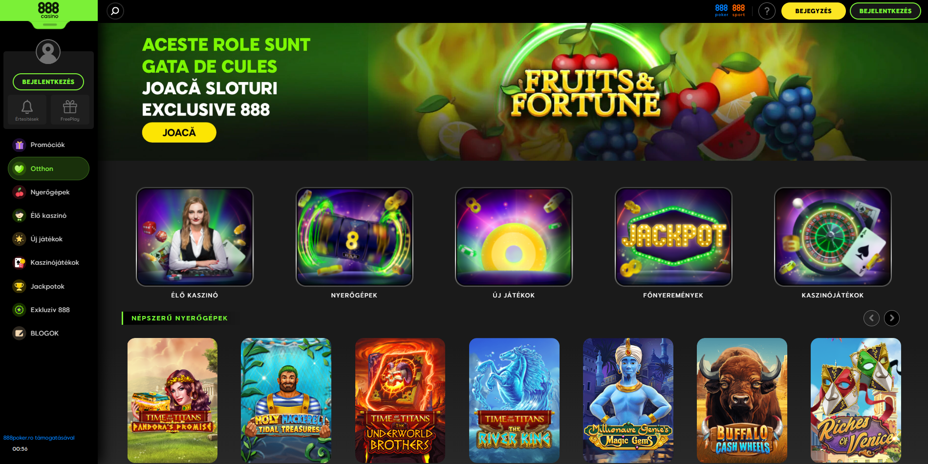 A 888 casino hivatalos honlapja